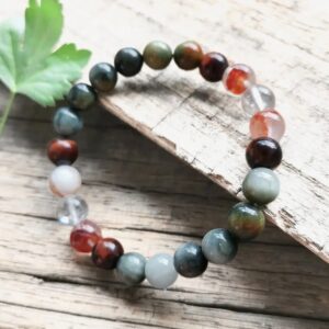 Bracelet - Red Tiger Eye, Fire Quartz, and Green Eagle Eye beads